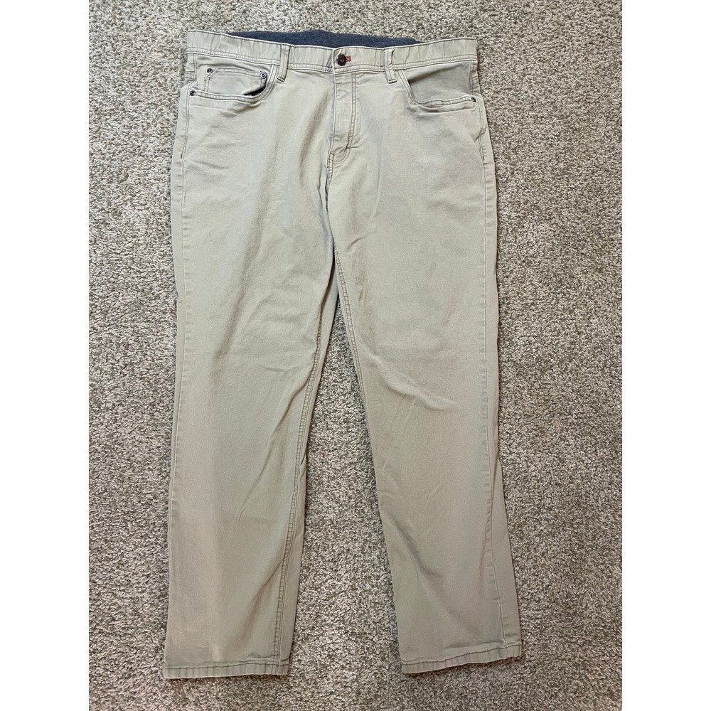 Weatherproof Mens Khaki Tan Stretch Cotton Straight Leg Pants 40W x 32L Workwear